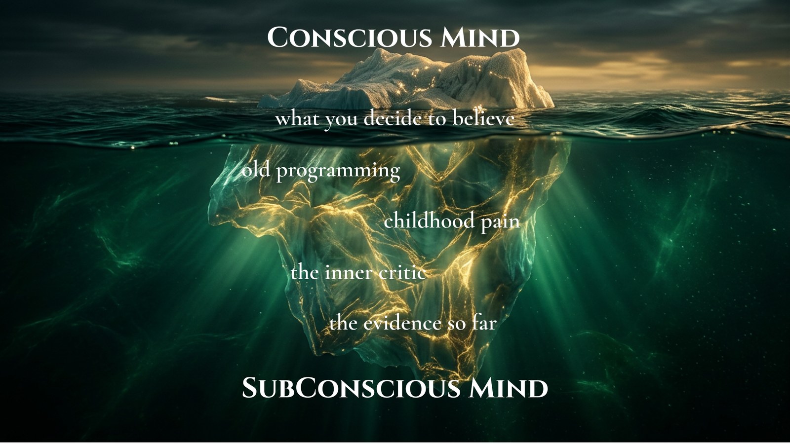 The conscious mind above the waterline, the subconscious below